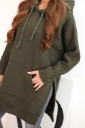 Bluza ocieplana z rozcięciami na bokach khaki