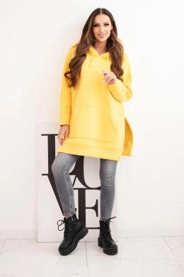 Bluza ocieplana z rozcięciami na bokach żółta