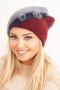 Czapka damska elegancka z futrzanymi ozdobami i brokatowym paskiem szara