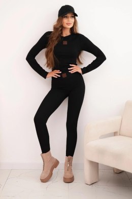 Komplet damski bawełniany z długim rękawem i legginsami czarny