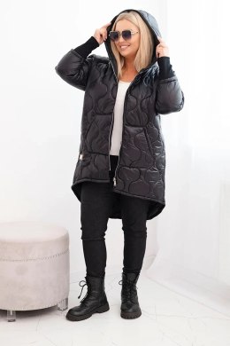Kurtka damska Plus Size pikowana z kapturem czarna