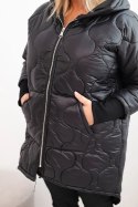 Kurtka damska Plus Size pikowana z kapturem czarna