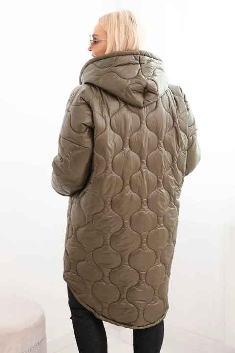 Kurtka damska Plus Size pikowana z kapturem khaki Kurtka damska Plus Size pikowana z kapturem khaki