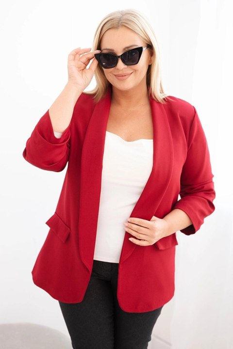 Marynarka damska Plus Size bez zapięcia z podszewką XL/2XL bordowa Marynarka damska Plus Size bez zapięcia z podszewką XL/2XL bordowa