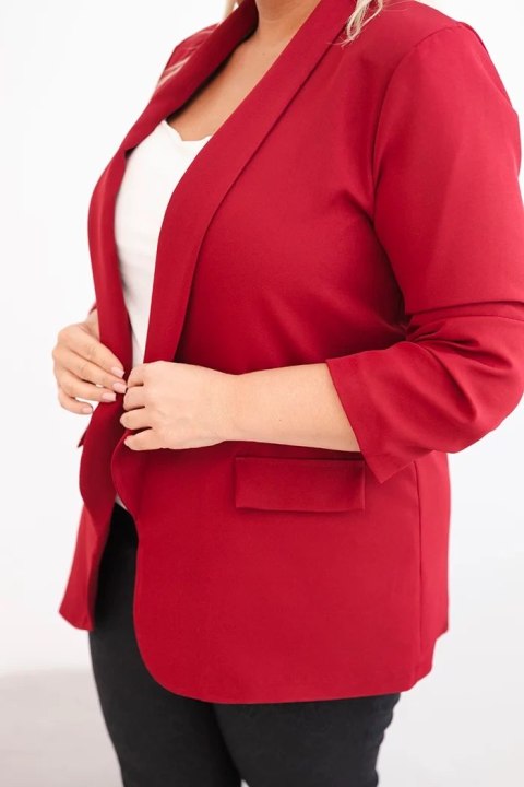 Marynarka damska Plus Size bez zapięcia z podszewką XL/2XL bordowa Marynarka damska Plus Size bez zapięcia z podszewką XL/2XL bordowa