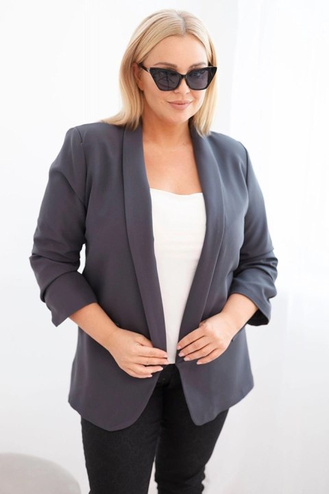 Marynarka damska Plus Size bez zapięcia z podszewką XL/2XL grafitowa Marynarka damska Plus Size bez zapięcia z podszewką XL/2XL grafitowa