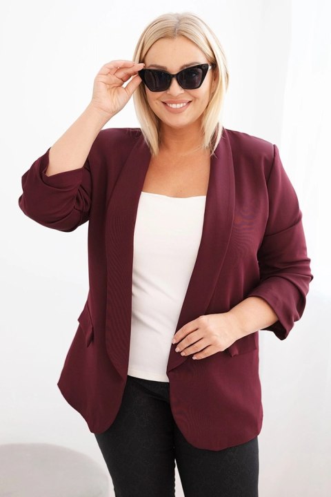 Marynarka damska Plus Size bez zapięcia z podszewką XL/2XL śliwkowa Marynarka damska Plus Size bez zapięcia z podszewką XL/2XL śliwkowa