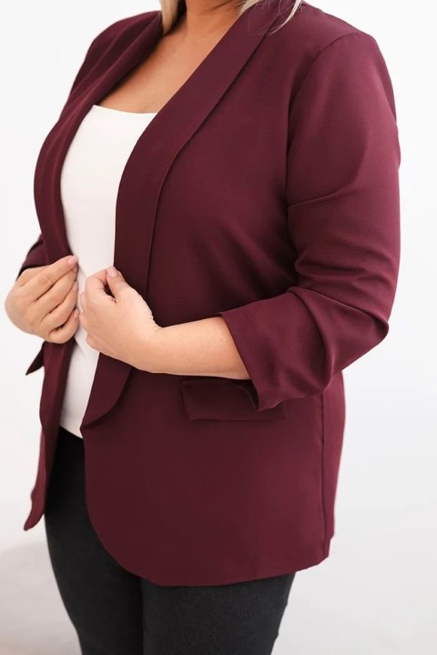 Marynarka damska Plus Size bez zapięcia z podszewką XL/2XL śliwkowa Marynarka damska Plus Size bez zapięcia z podszewką XL/2XL śliwkowa