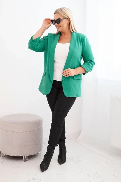 Marynarka damska Plus Size bez zapięcia z podszewką XL/2XL zielona Marynarka damska Plus Size bez zapięcia z podszewką XL/2XL zielona