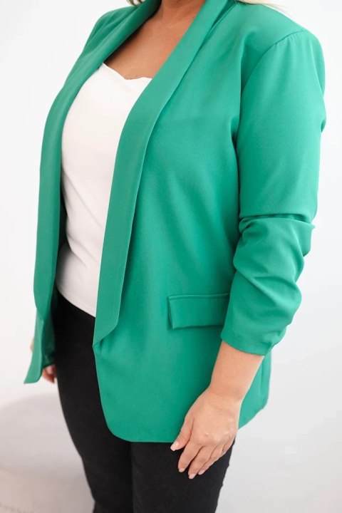 Marynarka damska Plus Size bez zapięcia z podszewką XL/2XL zielona Marynarka damska Plus Size bez zapięcia z podszewką XL/2XL zielona