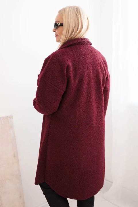 Płaszcz damski Plus Size z wełną zapinany na guziki z kieszeniami i kołnierzem śliwkowy Płaszcz damski Plus Size z wełną zapinany na guziki z kieszeniami i kołnierzem śliwkowy