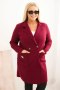 Płaszcz damski elegancki Plus Size z kołnierzem i dużymi kieszeniami śliwkowy