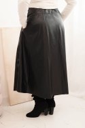 Spódnica damska Plus Size z ekoskóry z gumką i troczkiem w pasie czarna