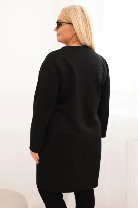 Sukienka damska Plus Size masełko z kieszenią i rękawem 3/4 czarna Sukienka damska Plus Size masełko z kieszenią i rękawem 3/4 czarna