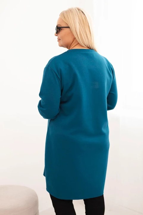 Sukienka damska Plus Size masełko z kieszenią i rękawem 3/4 morska Sukienka damska Plus Size masełko z kieszenią i rękawem 3/4 morska