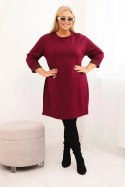 Sukienka damska Plus Size masełko z kieszenią i rękawem 3/4 śliwkowa
