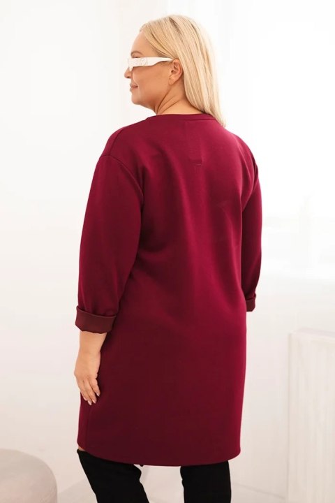 Sukienka damska Plus Size masełko z kieszenią i rękawem 3/4 śliwkowa Sukienka damska Plus Size masełko z kieszenią i rękawem 3/4 śliwkowa
