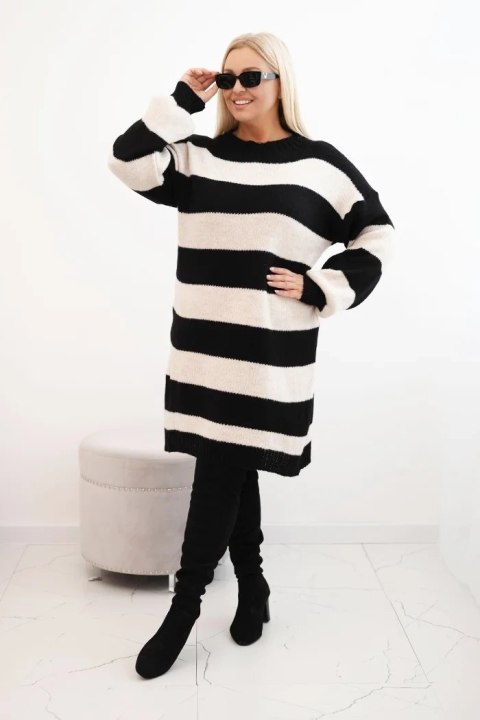 Sukienka damska swetrowa Plus Size w pasy czarna Sukienka damska swetrowa Plus Size w pasy czarna