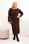 Sukienka swetrowa damska Plus Size z moherem czekoladowa