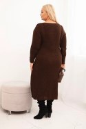 Sukienka swetrowa damska Plus Size z moherem czekoladowa