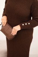 Sukienka swetrowa damska Plus Size z moherem czekoladowa