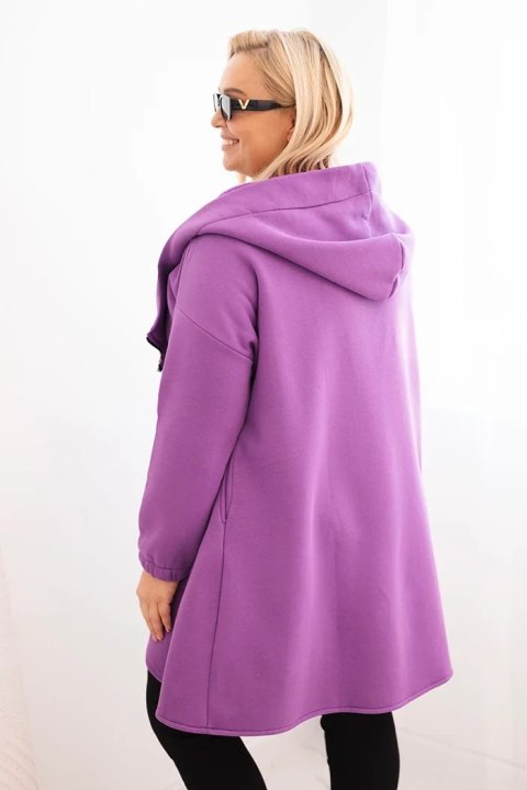 Bluza damska Plus Size ocieplana z kapturem i asymetrycznym zamkiem ciemno fioletowa Bluza damska Plus Size ocieplana z kapturem i asymetrycznym zamkiem ciemno fioletowa