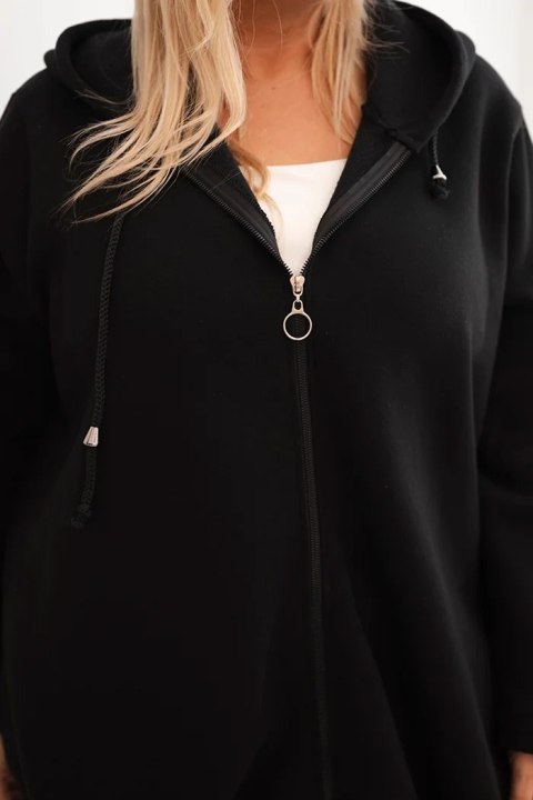 Bluza damska Plus Size ocieplana z kapturem i zamkiem czarna Bluza damska Plus Size ocieplana z kapturem i zamkiem czarna