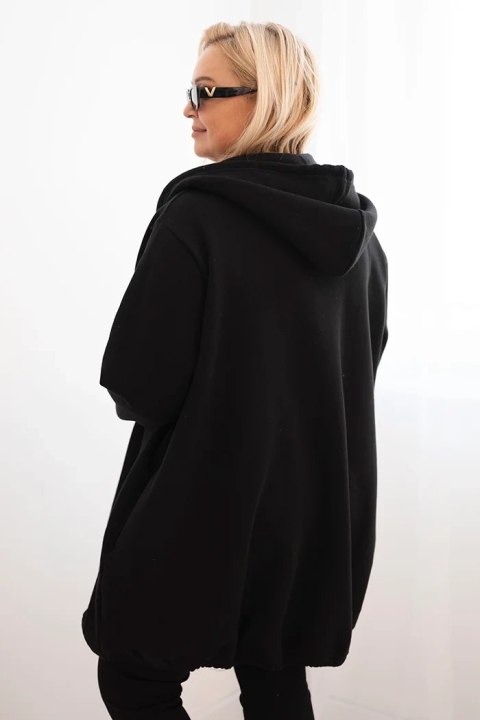 Bluza damska Plus Size ocieplana z kapturem i zamkiem czarna Bluza damska Plus Size ocieplana z kapturem i zamkiem czarna