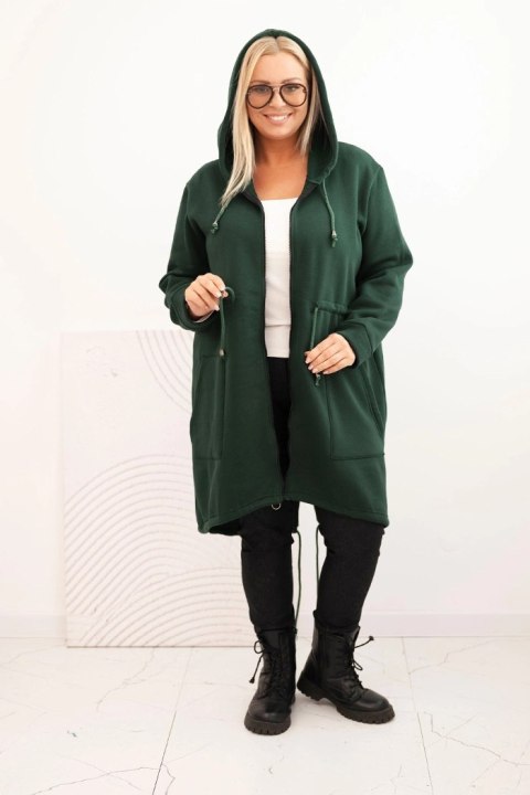Bluza damska ocieplana Plus Size z kapturem i kieszeniami ciemno zielona Bluza damska ocieplana Plus Size z kapturem i kieszeniami ciemno zielona