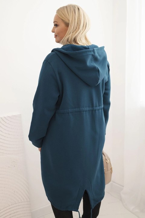 Bluza damska ocieplana Plus Size z kapturem i kieszeniami morska Bluza damska ocieplana Plus Size z kapturem i kieszeniami morska
