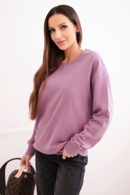 Bluza damska pętelkowa bawełniana basic z okrągłym dekoltem ciemno różowa