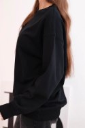 Bluza damska pętelkowa bawełniana basic z okrągłym dekoltem czarna
