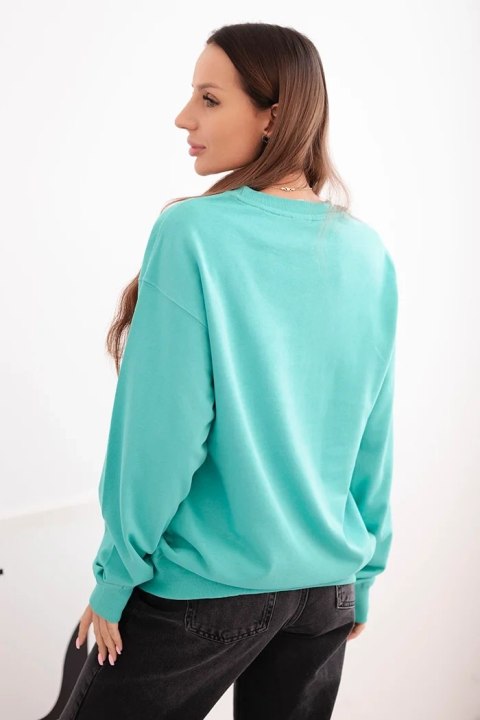 Bluza damska pętelkowa bawełniana basic z okrągłym dekoltem miętowa