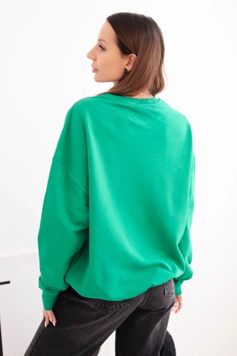 Bluza damska pętelkowa bawełniana basic z okrągłym dekoltem zielona