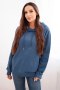 Bluza damska pętelkowa bawełniana z kapturem i kieszenią kangurką jeansowa
