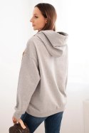 Bluza damska pętelkowa bawełniana z kapturem i kieszenią kangurką szara