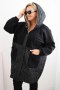 Bluza damska pikowana Plus Size z kapturem i dużymi kieszeniami czarna
