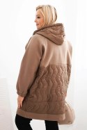 Bluza damska pikowana Plus Size z kapturem i dużymi kieszeniami fango