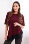 Bluzka damska bawełniana asymetryczna z koronką na dole bordowa