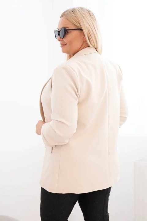 Marynarka damska Plus Size bez zapięcia z podszewką XL/2XL beżowa Marynarka damska Plus Size bez zapięcia z podszewką XL/2XL beżowa