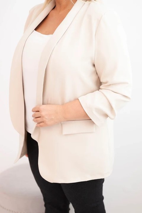 Marynarka damska Plus Size bez zapięcia z podszewką XL/2XL beżowa Marynarka damska Plus Size bez zapięcia z podszewką XL/2XL beżowa