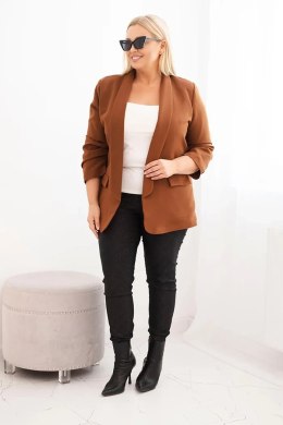 Marynarka damska Plus Size bez zapięcia z podszewką XL/2XL brązowa