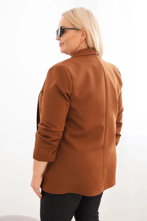 Marynarka damska Plus Size bez zapięcia z podszewką XL/2XL brązowa Marynarka damska Plus Size bez zapięcia z podszewką XL/2XL brązowa