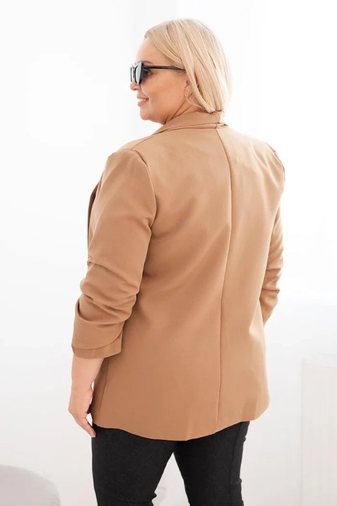 Marynarka damska Plus Size bez zapięcia z podszewką XL/2XL camelowa Marynarka damska Plus Size bez zapięcia z podszewką XL/2XL camelowa