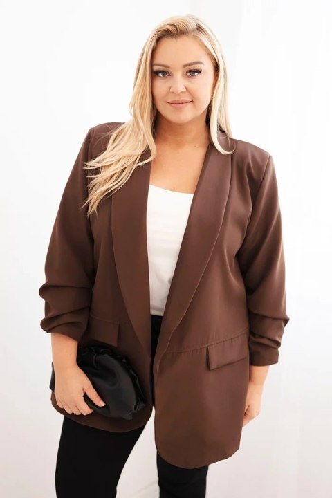Marynarka damska Plus Size elegancka brązowa Marynarka damska Plus Size elegancka brązowa