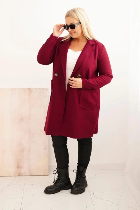 Płaszcz damski elegancki Plus Size z kołnierzem i dużymi kieszeniami śliwkowy Płaszcz damski elegancki Plus Size z kołnierzem i dużymi kieszeniami śliwkowy