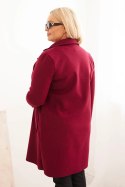 Płaszcz damski elegancki Plus Size z kołnierzem i dużymi kieszeniami śliwkowy