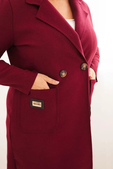 Płaszcz damski elegancki Plus Size z kołnierzem i dużymi kieszeniami śliwkowy Płaszcz damski elegancki Plus Size z kołnierzem i dużymi kieszeniami śliwkowy