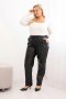Spodnie damskie Plus Size z ekoskóry z wysokim stanem i gumką w pasie czarne