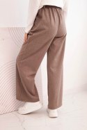 Spodnie damskie z szeroką nogawką i paskiem camelowe